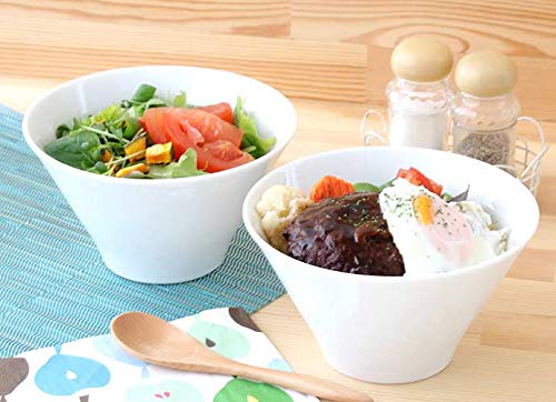 Трапециевидная белая миска, изготовленная в Японии, керамическая миска Mino Ware, миска для рамена, диаметр 16 см, 700 мл, столовая посуда, фарфоровое искусство [Набор 2]