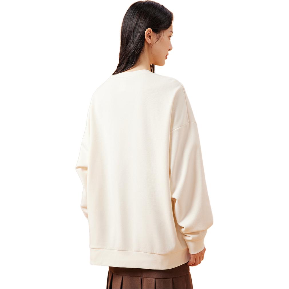 Anta Lifestyle Series Letter Круглый вырез пуловер флисовый свитшот унисекс свитшот бежевый 972338702-1