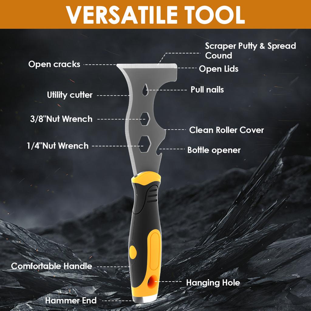 15 In 1 Multi Use Putty Knife Stainless Steel Paint Scraper Removal Construction Tool For Wallpaper Can Opener Home DIY Tool