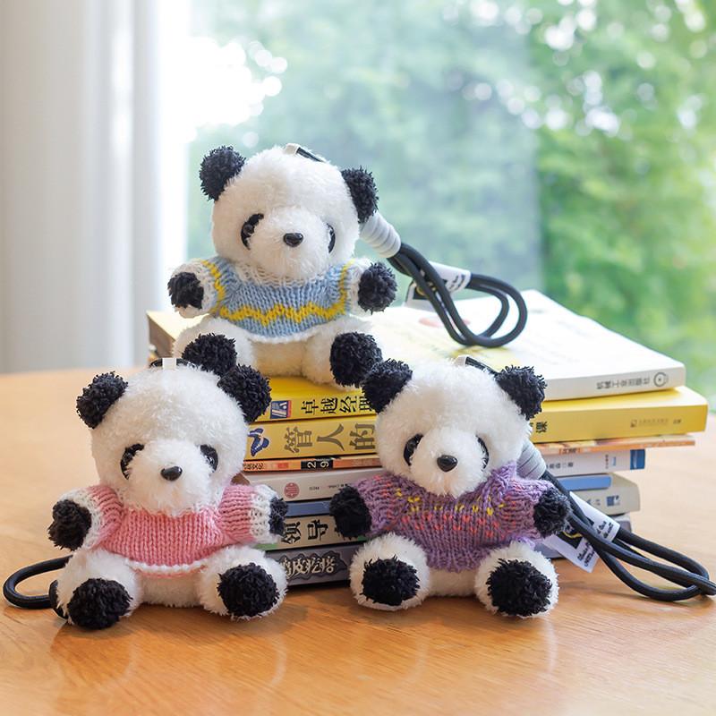 Colorful Panda Plush Keychain With Pp Cotton Filling For Girls And Kids