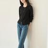 New Chinese Style Long-sleeved T-shirt for Spring New Women's Small Slit Loose Lazy Top