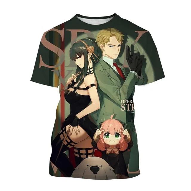 2024 Лето Новая японская аниме-шпионская X3D принтованная мужская футболка большого размера Свободный Удобный дышащий Быстросохнущий Топ 6xl