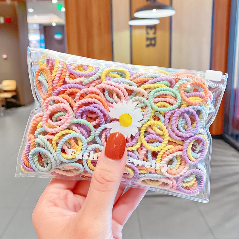 100 шт./пакет Простые практичные маленькие резинки для волос для девочек и детей, эластичные резинки для волос, аксессуары, резинка для волос, кольцо, головной убор