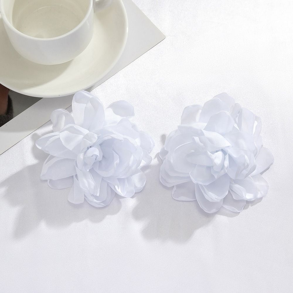 Fabric Big Flower Ear Stud Luxury Design Floral Eardrop Gifts Exaggerated Earrings Women Girls