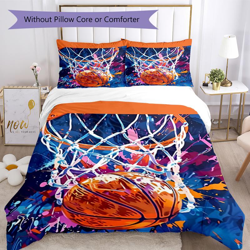 3pcs basketball Bedding Set Duvet Cover Closure Includes 1 Duvet Cover & 2 Pillowcases, Soft and Comfortable for All Seasons.