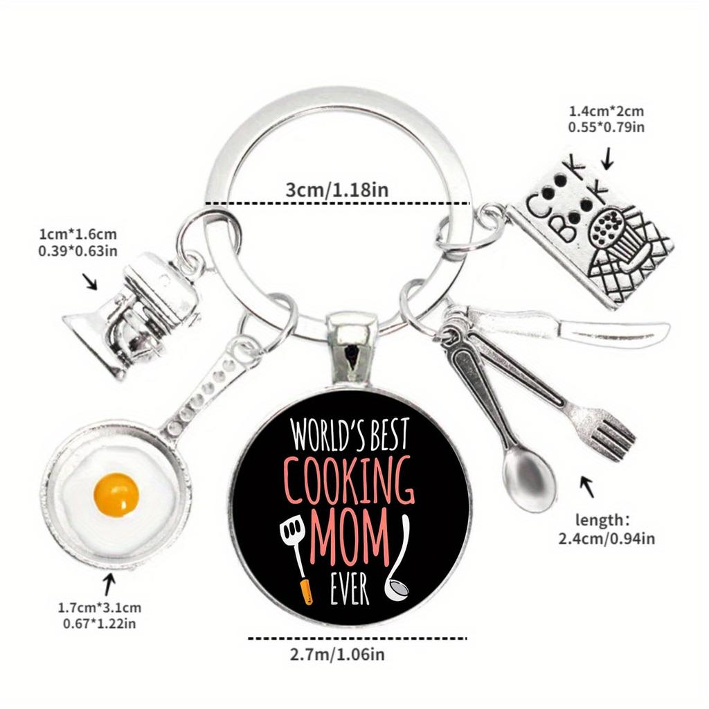 Картина маслом «Я люблю готовить» Маминый повар ЭТА МАМА ЛУЧШАЯ В МИРЕ Яйцеварка Кухонный инструмент Время Брелок с драгоценными камнями Брелок для шеф-повара Кухонный работник