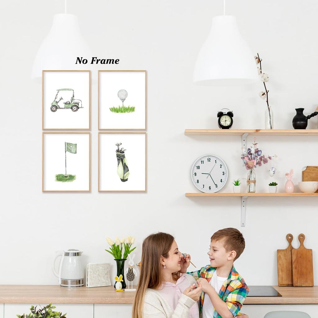 Boat Wades Golf Nursery Decor Unframed Wall Art Prints,Golf Flag Posters & Prints For Home Boy Room Decor,Green Sports Nursery Posters Pictures 8x10