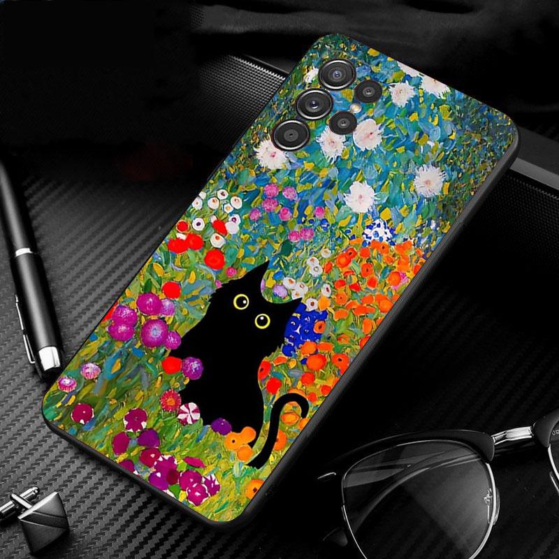 Retro Oil Painting Van-Gogh Cat Phone Case For Samsung S25 S24 S23 S22 S21 S20 Ultra S20 S22 S21 S20 FE S24 Plus