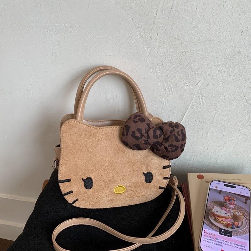 Мультяшная сумка через плечо Hello Kitty для девочек из ПУ-материала с вместительным отделением