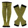 Winter Socks Gloves Set Striped Keep Warm Regular Fit Solid Color High Socks Arm Sleeves Set for Daily Wear