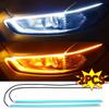 2PCS Daytime Running LED Light Waterproof Car Soft Tube LED Strip DRL Flowing Turn Signal Lights 30/45/60mm
