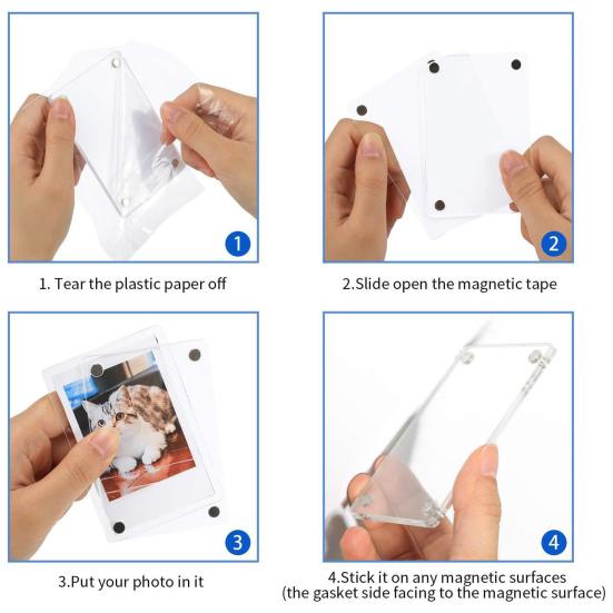 12 шт. магнитная фоторамка магнит на холодильник двухсторонняя прозрачная акриловая семейная фоторамка для показа фотографий домашний офис украшение на холодильник фото держатель