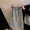 В наличии Джинсы с вышивкой для девочек, весна-лето, корейский стиль, модные свободные прямые повседневные брюки с вышивкой для девочек