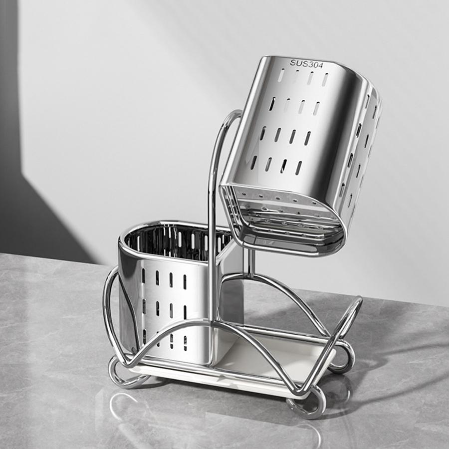 Кухонная сушилка для посуды из нержавеющей стали, настенный органайзер-держатель для палочек для еды, ложек, вилок, практичная полка для хранения