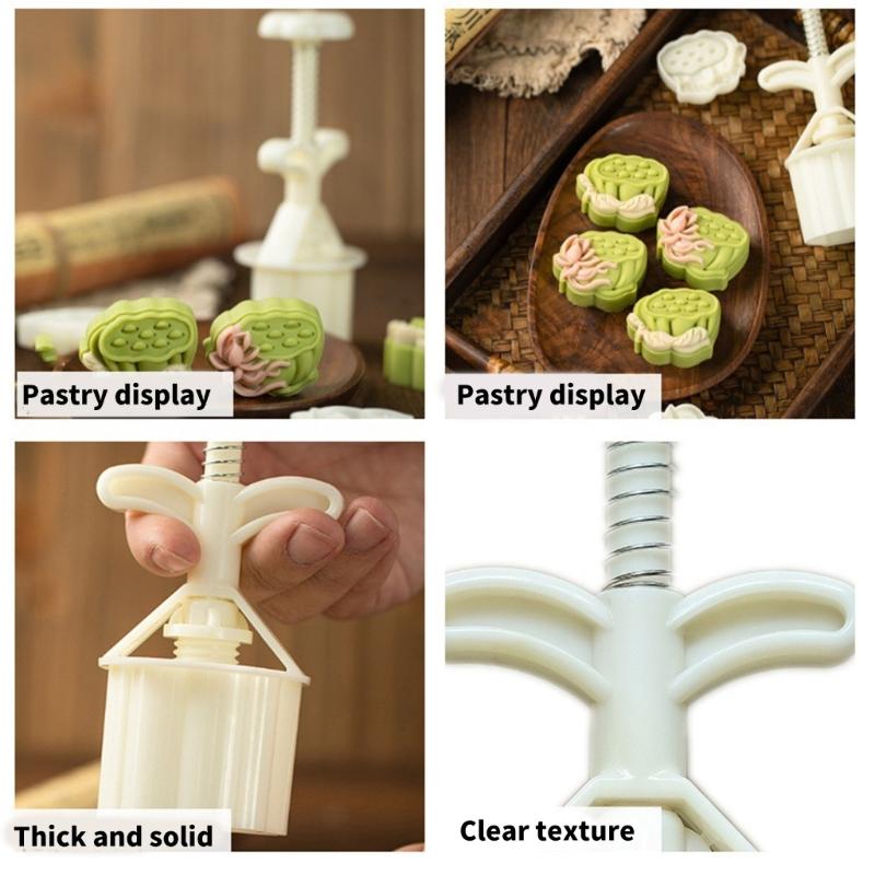 Flower Pattern Moon Cake Press Molds Cookie Stamps Chinese MidAutumn Moon Cake Maker Decorating Tool for Making Cookie