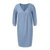 Ladies Casual Living Solid Pocket V Neck Pleated Dress Puff Sleeve Long Sleeve Cotton Dressy Fit Dress