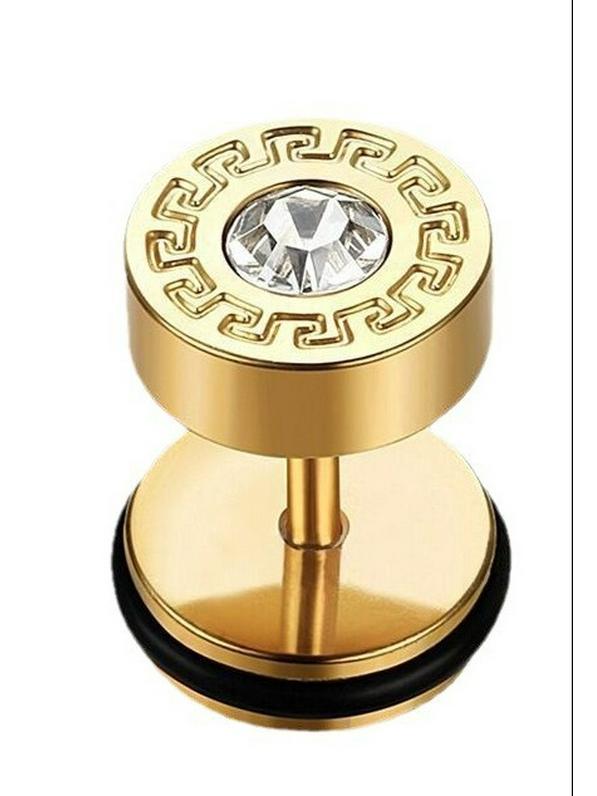 Унисекс Модные Ретро Круглые Серьги из Нержавеющей Стали с Бриллиантами в Виде Великой Китайской Стены