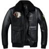 Chinese Size Embroidery Quilted Genuine Sheepskin Coat Winter Natural Fur Collar Soft Men Leather Jacket Flight Coats Aviator Clothes