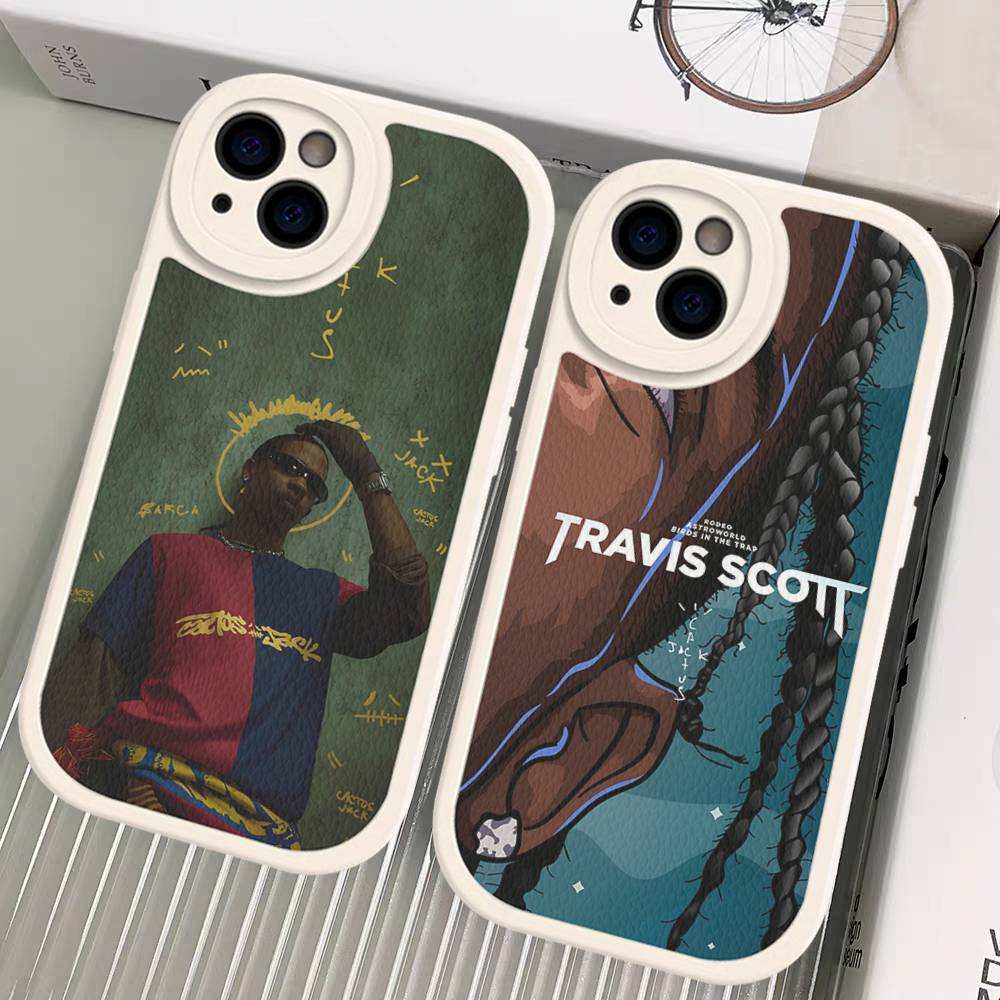 Чехол для телефона из кожи с изображением Трэвиса Скотта для iPhone 16 15 14 13 12 11 Pro Max Plus