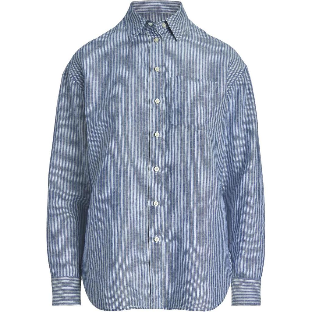 Polo Ralph Lauren Loose Fit Striped Long Sleeve Shirt Women Shirts Blue White 200932628-001