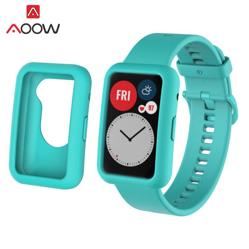 Силиконовый спортивный ремешок для часов Huawei, подходящий для фитнеса, умных часов, защитный чехол, комплект, сменный ремешок на запястье, браслет Correa