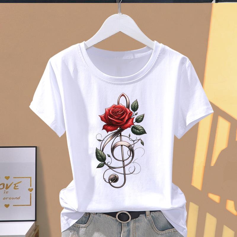 (Asian Size) Women's Top 90s Trend Butterfly Cute Short Sleeve T-shirts Fashion T Clothing Print Female Casual Graphic Tee