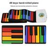 Portable 49 Keys Electronic Piano Rechargeable Children Flexible Roll Up Keyboard Musical Instrument Gift Colorful