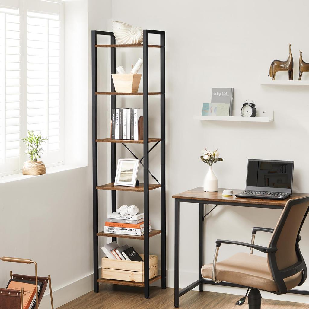 Regał Ciemny Brąz Na Książki Wąski Loft Vr37 40X30X187,5 Begryf