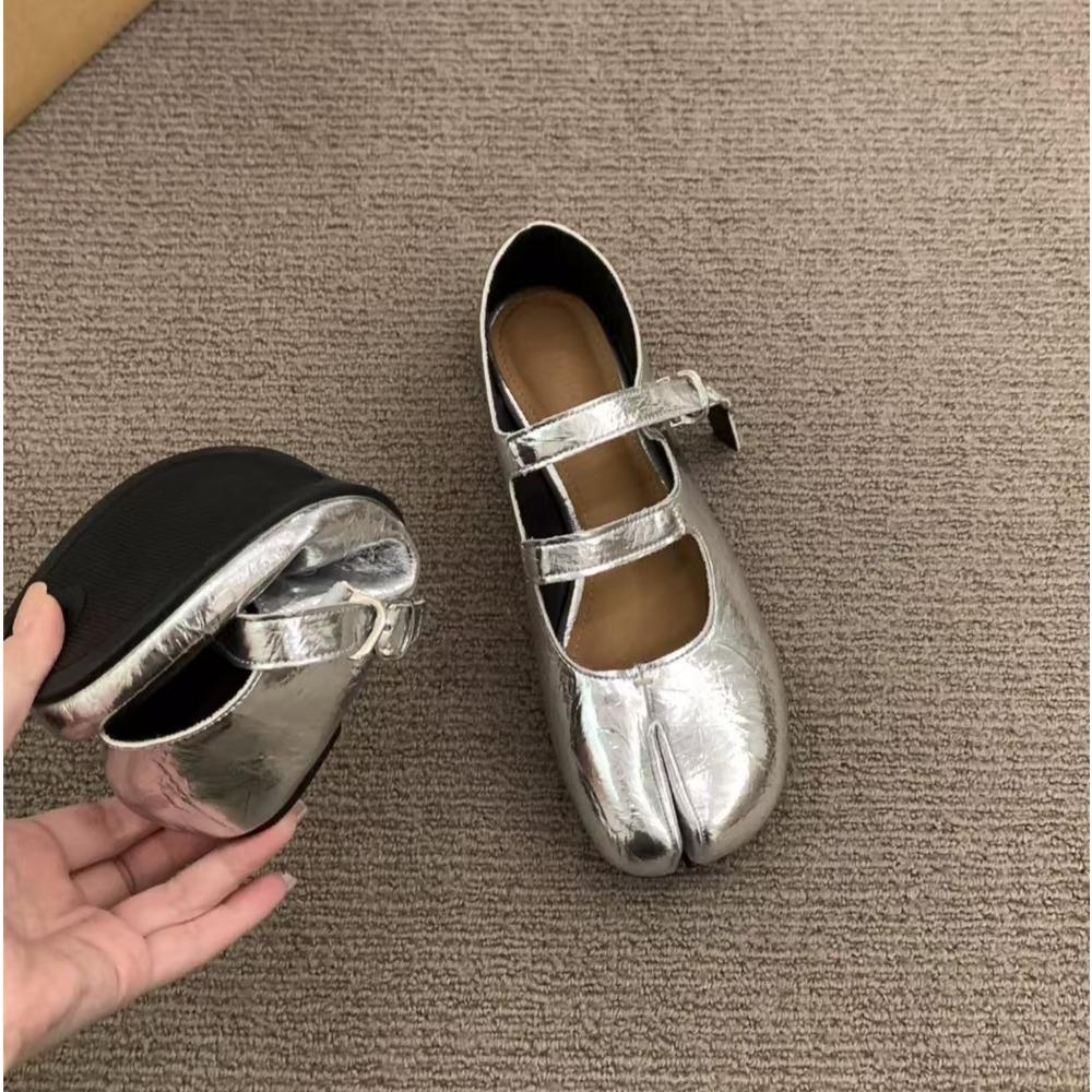 Модные мягкие кожаные балетки с разделенным носком женские Таби весна осень удобные для ходьбы ленивые лоферы повседневные для девочек танцевальные туфли