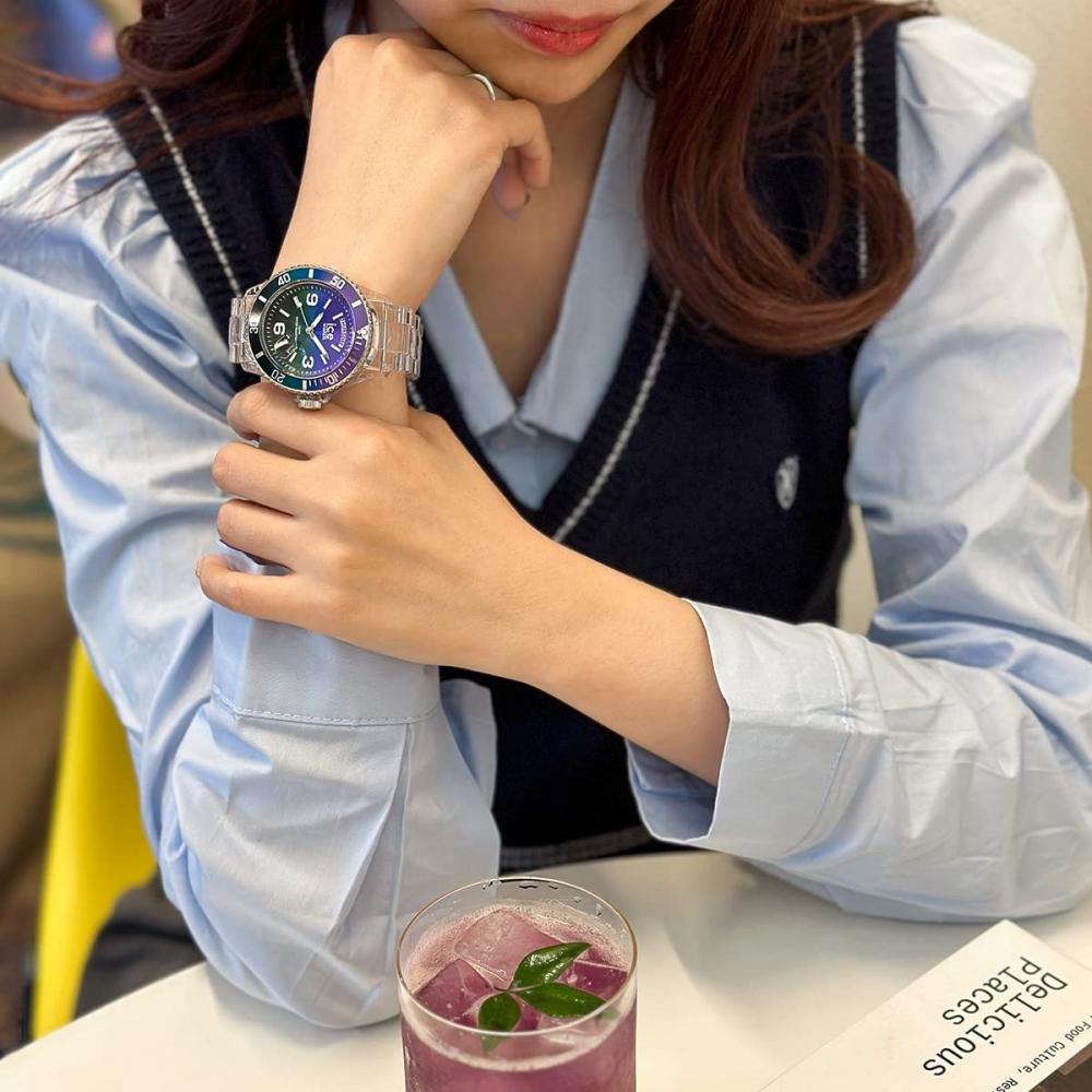 Авторизованный дистрибьютор [Ice watch] Мужские часы Ice watch 021433 Ice clear sunset [ICE clear sunset] Фиолетовый Зеленый Средний День Дата