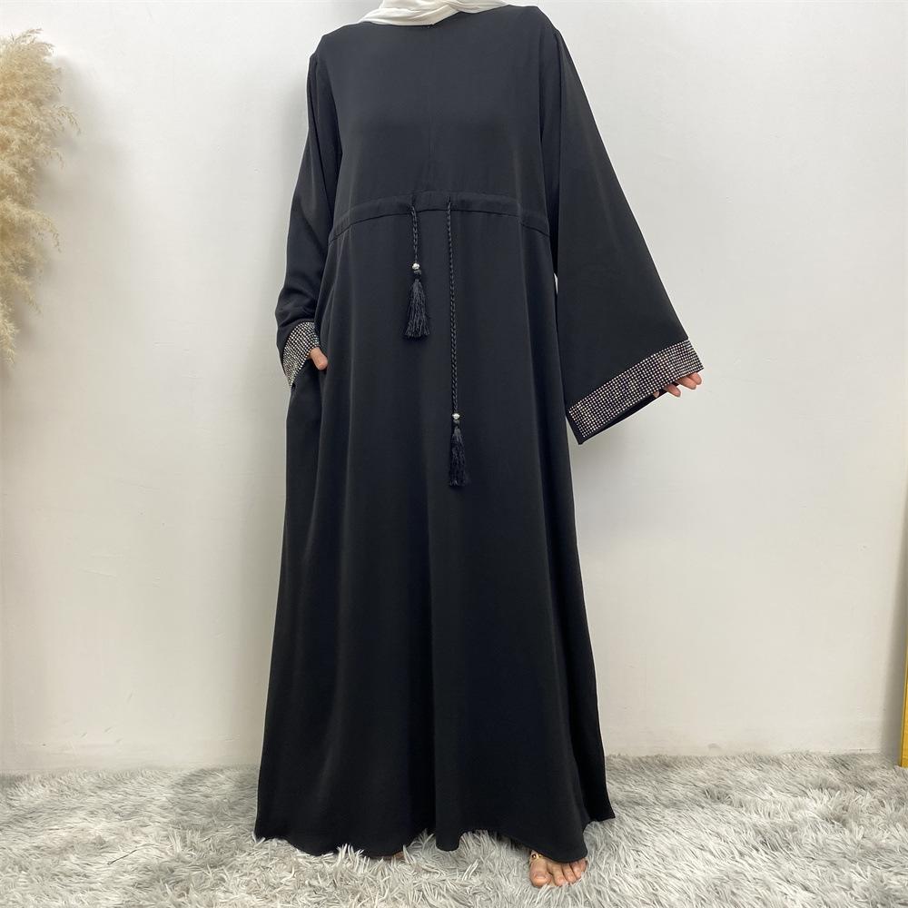 S-XXL Ближневосточная мусульманская модная женская одежда, горячее лоскутное платье со шнуровкой и карманами, длинный халат