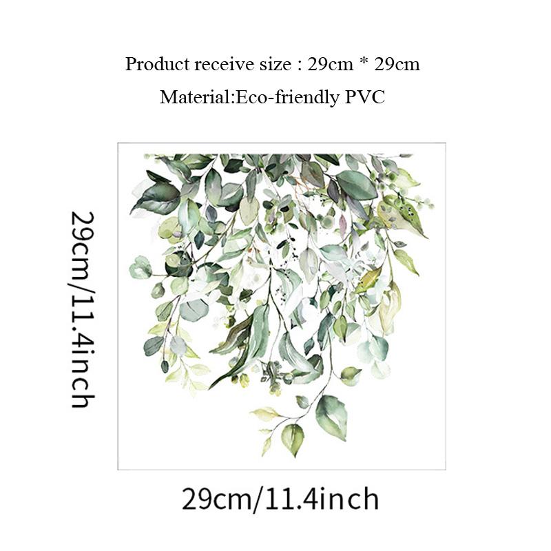 Green Plant Leaves Flower Toilet Stickers Bathroom Wall Decor Decals Living Room Home Decoration Beautify Self-Adhesive Poster