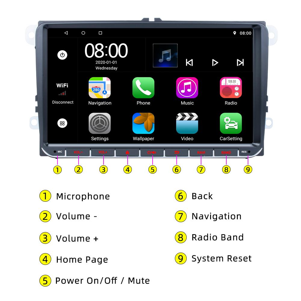 2Din 4-ядерный Android Wi-Fi Carplay GPS автомобильный мультимедийный плеер для Volkswagen/Golf/Polo/Tiguan/Passat/b7/b6/SEAT/Leon/Skoda/Octavia