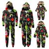 Christmas Print Family Matching Hooded Long Sleeved Zippered Jumpsuit Set