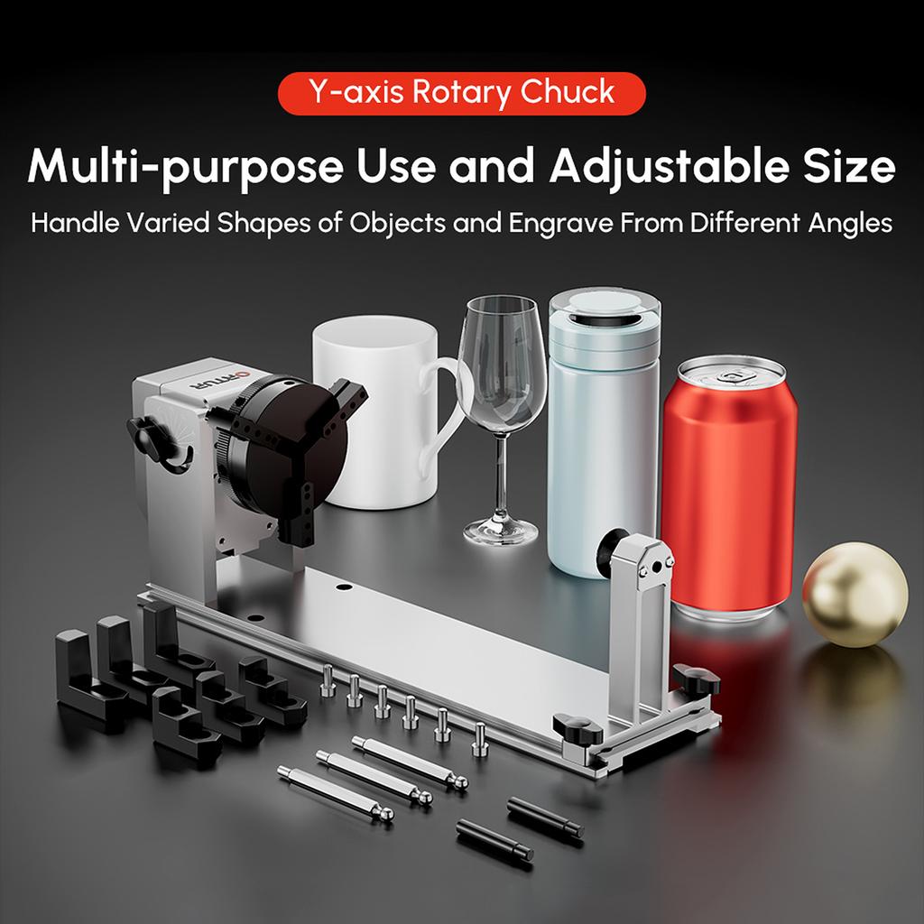 ORTUR YRC1.0 Rotating Roller with 180 Degrees  Horizontal Flip Angle and 360 Degrees Rotating Engraving with 3 Jaws