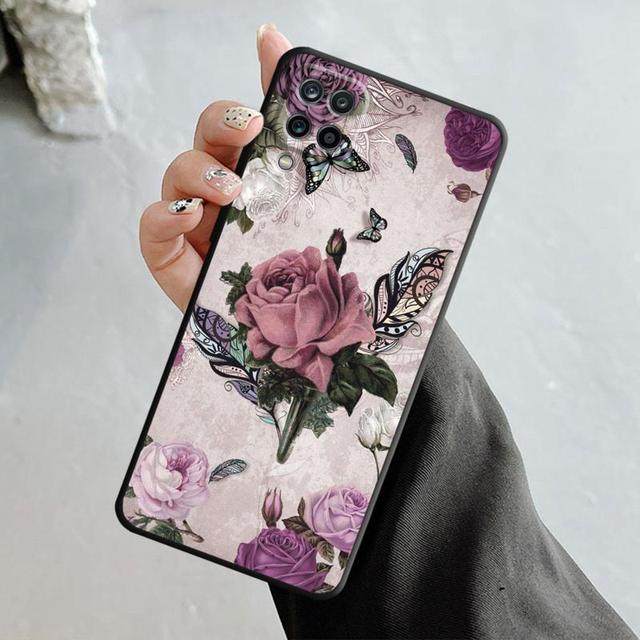 Чехол для Samsung Galaxy A70 A70s A50 A30s A04s A20s A20e A02 A02s A03 A42 M52 M31 M04, блестящий эстетический чехол с бабочкой и розой