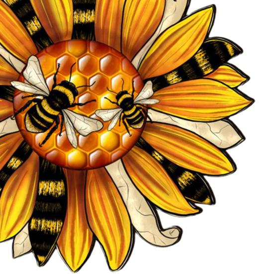 Bee Sunflower Wooden Door Sign Outdoor Wall Garden Front Door Indoor Hanging Welcome Doorplate