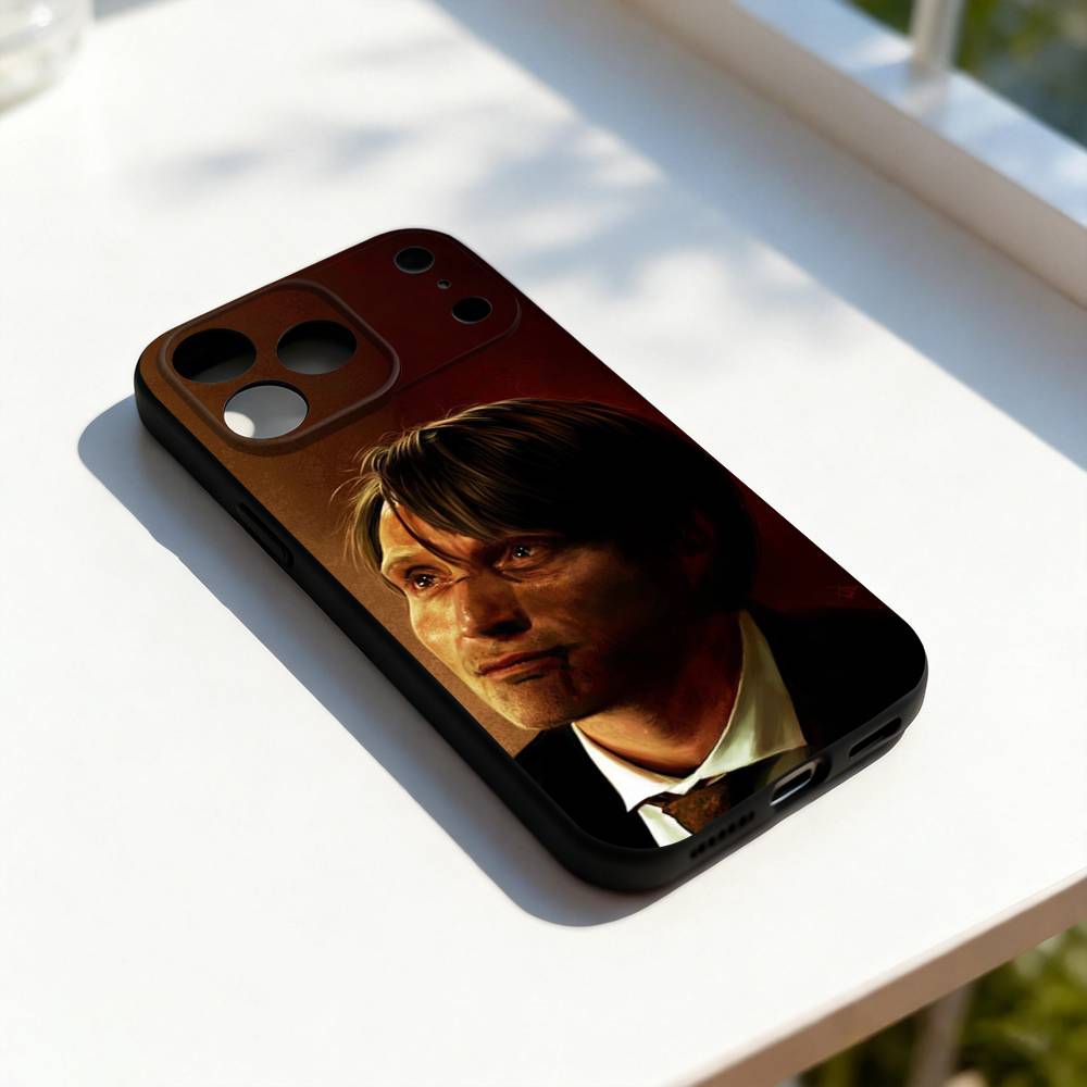 Mikkelsen H-Ганнибал Крутой Для iPhone 17,16,15,14,13,12,11,Pro,Max,Plus,E,SE4,Air,Mini Черный Мягкий Чехол для Телефона