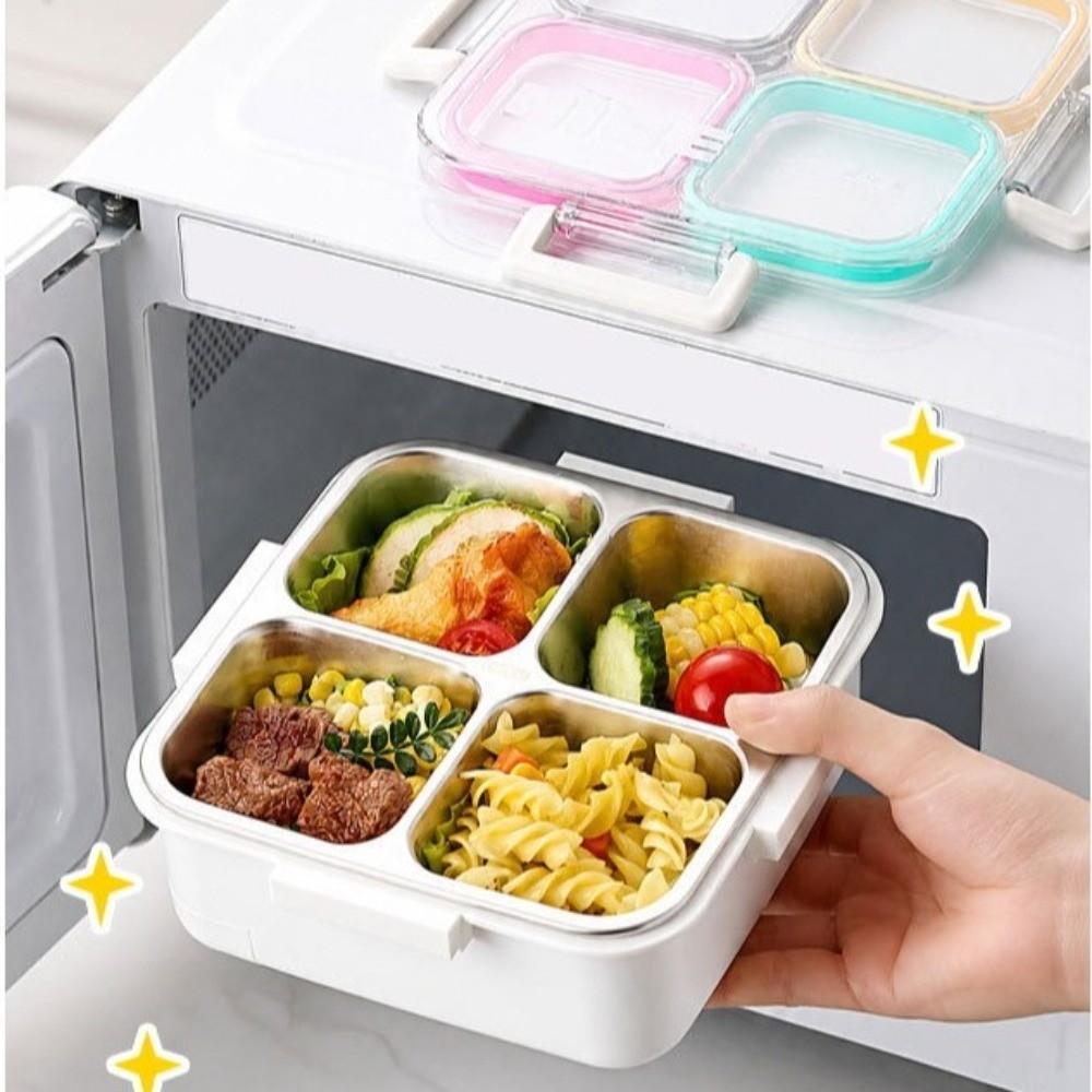 Thermal Insulation Bento Box 304 Stainless Steel Food Container Divided Lunch Box For Meal Prep