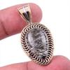 Natural Black Rutile 925 Solid Sterling Silver TwoTone Gift Pendant 1.50" I4q48