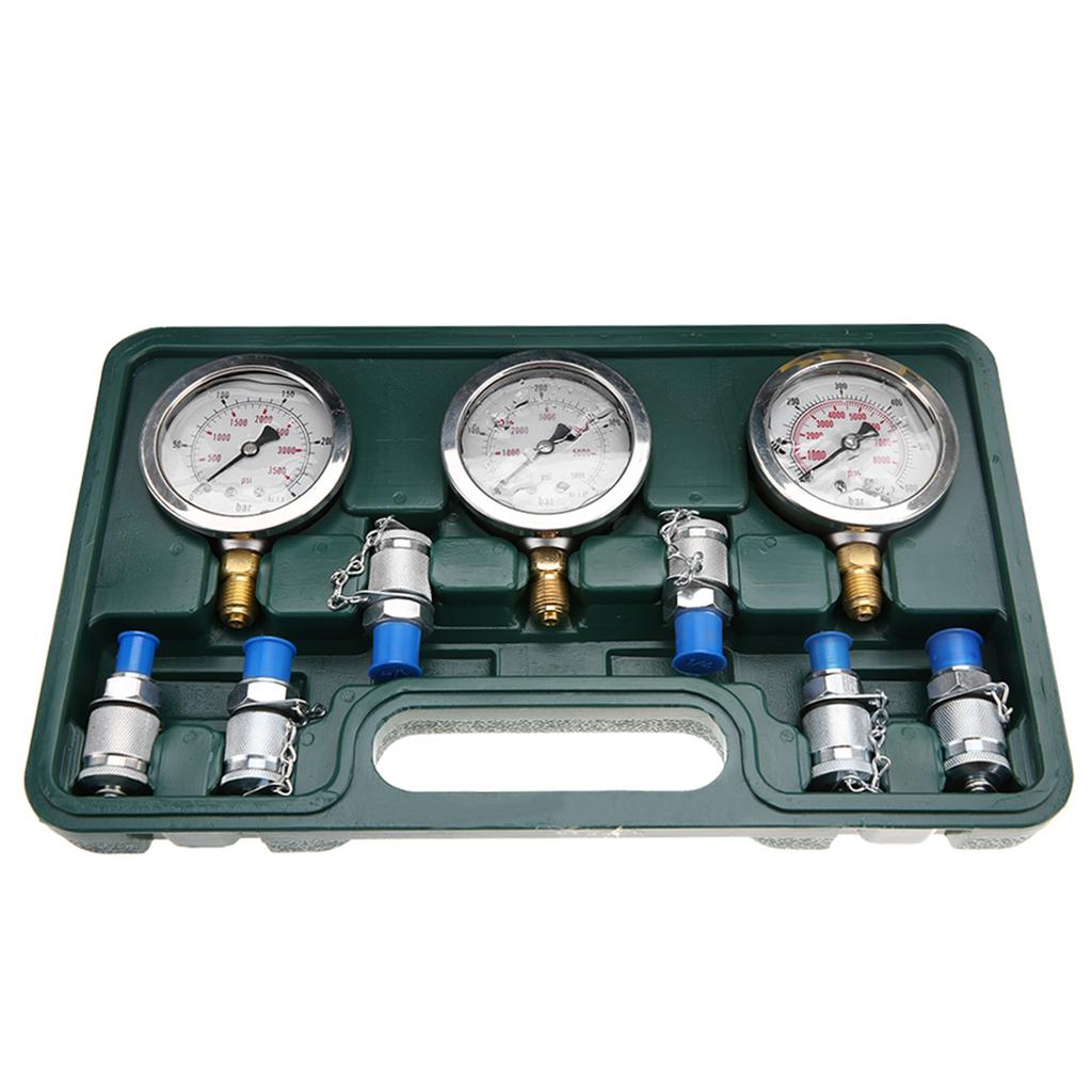 Excavator Hydraulic Pressure Test Kit with Testing Point Coupling and Gauge