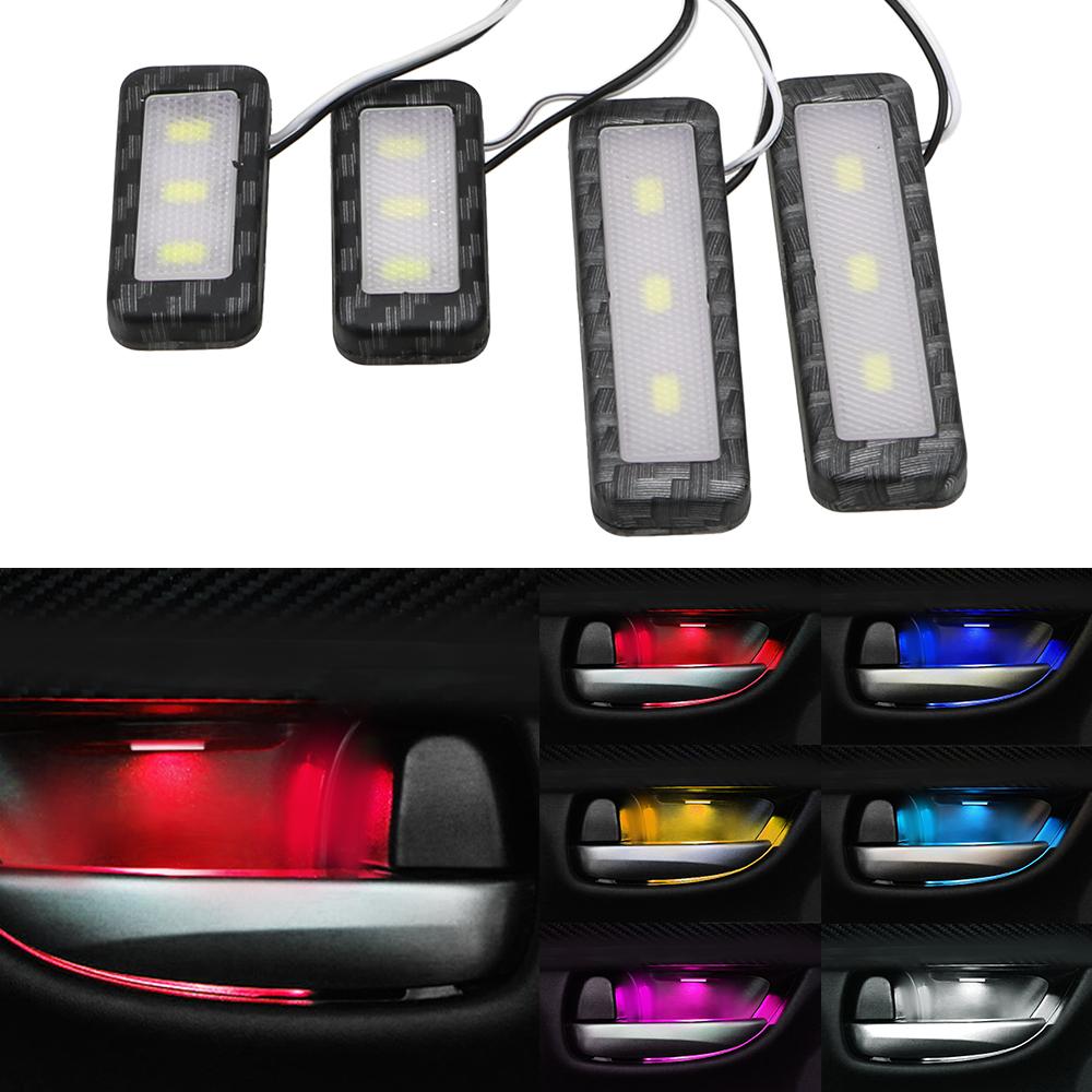 4Pcs Armrest Interior Door Handle Lighting Car Styling LED Car Inner Bowl Light Universal Auto Atmosphere Lamp Decorative Lights