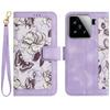 For Xiaomi 15 Case PU Leather Floral Phone Cover with Card Slots