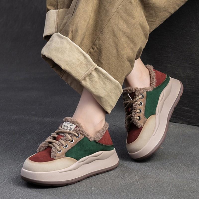 Johnature Мягкие теплые туфли из хлопка разных цветов из натуральной кожи с мягкой подошвой, удобные женские туфли на плоской платформе