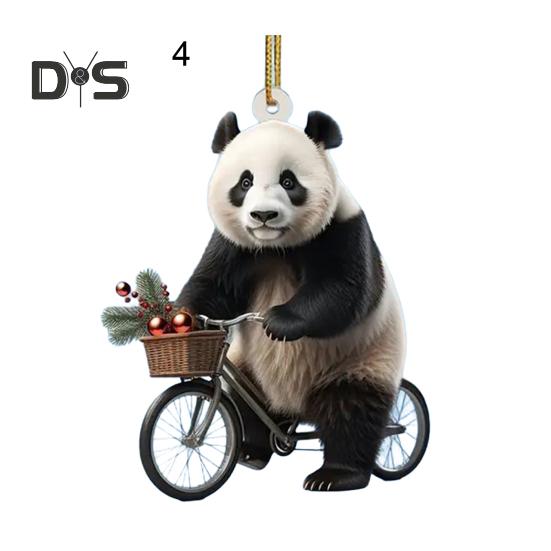 Рождественский кулон для автомобиля в форме реалистичной ездящей панды, легкий подвесной аксессуар для рождественских елок, дверей, окон, подвесной орнамент, сумка или