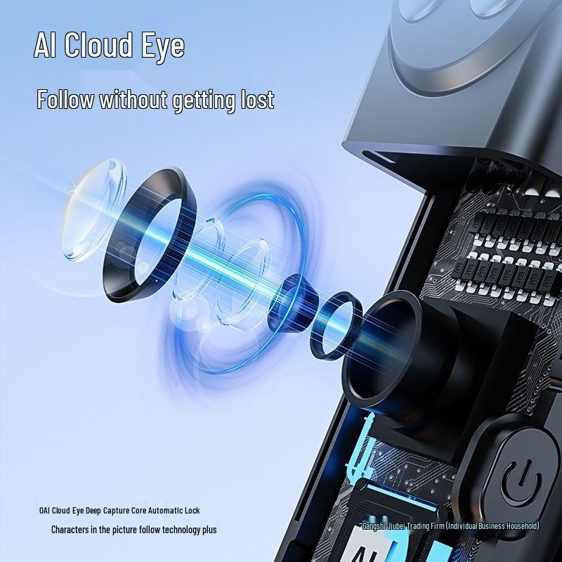 360° Intelligent Face Tracking Selfie Stick & Anti-Shake Gimbal with Four-Leg Stand