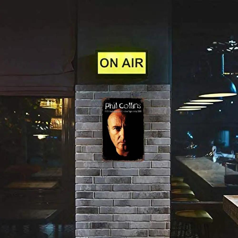 Фил Коллинз Барабанщик металлический Декор Постер Винтажная Жестяная Табличка Металлическая Табличка Декоративная Табличка для Паба Бара Мужской Пещеры Клуба Настенное Украшение