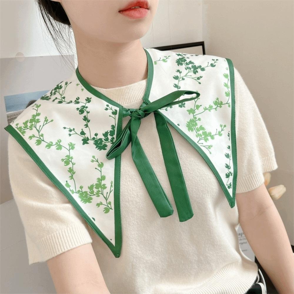 Floral Pattern Fake Collar Shawl Print Vintage Poncho Cape Detachable Fake Collar Capelet Female