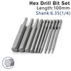 10Pcs 100mm Long 1/4" Hex Head Allen Wrench Drill Bit Handle S2 Steel Screwdriver Bits Metric Allen Screw Driver Bits H2-H14