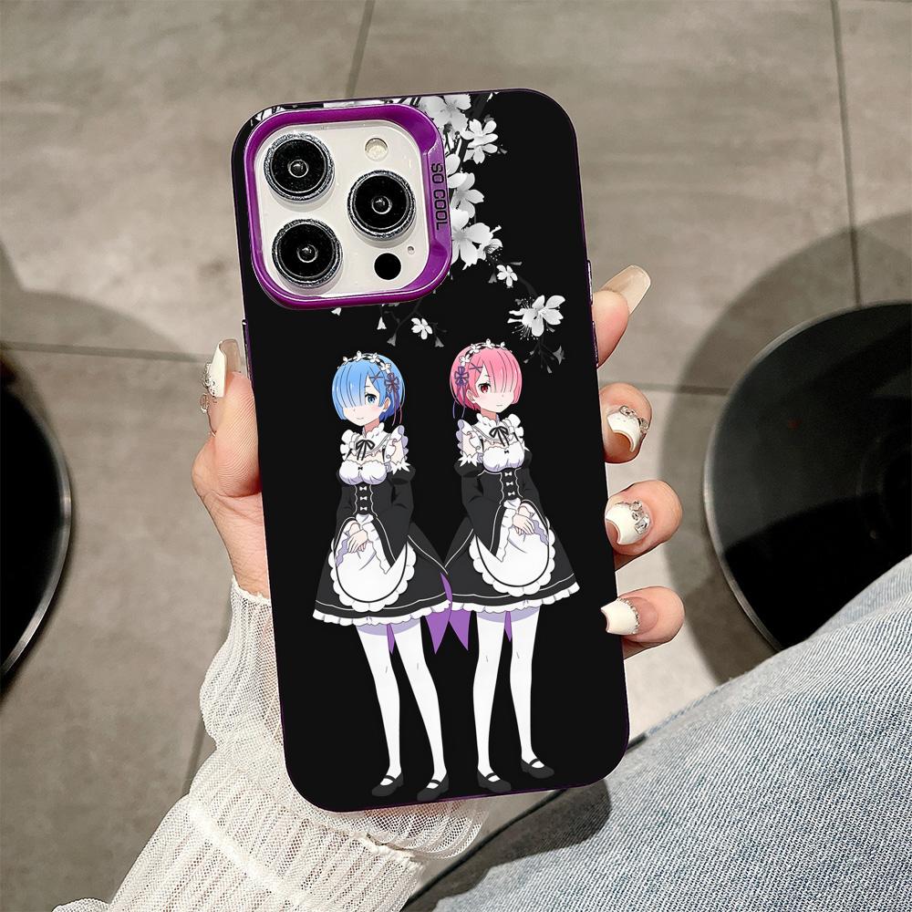 ReZero Rem Ram Purple Translucent Mobile Phone Case for iPhone 17 16 15 14 13 12 11 X XR XS Air Pro Max Plus Colorful Cover